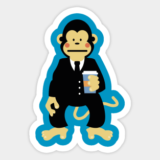 Monkey with Coffee to go Sticker